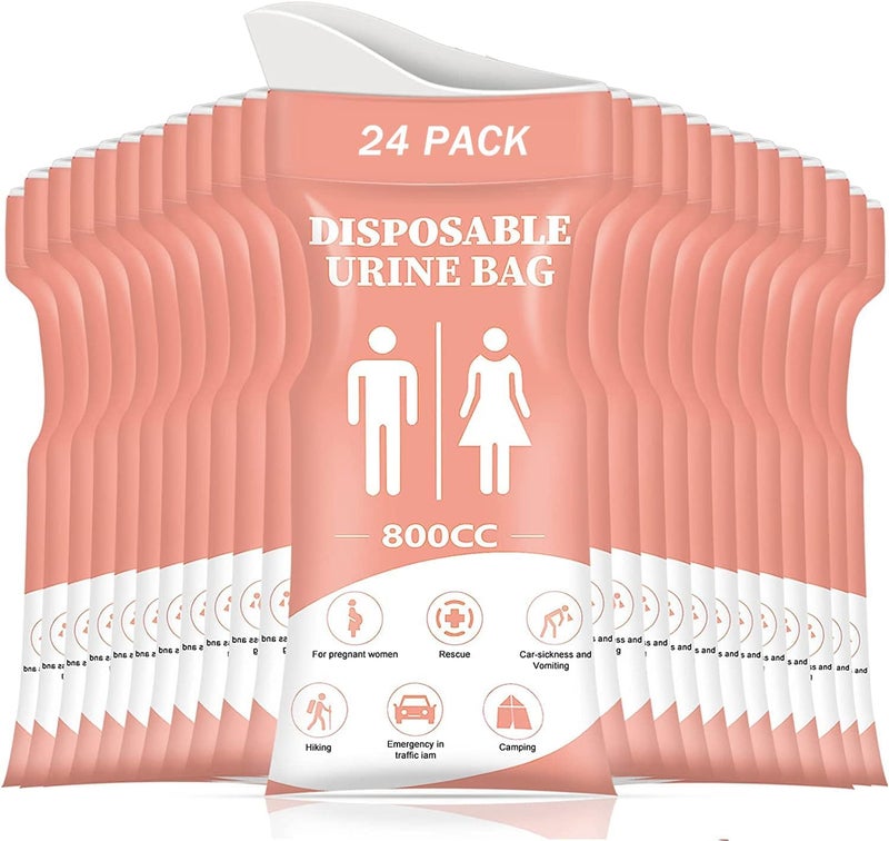 DIBBATU Disposable Urine Bag, 12/24 PCS Pee Bags for Travel for Women/Men, 800ML Emergency Portable Urinal Bag and Vomit Bags, Unisex Urinal Bag for Camping, Traffic Jams, Pregnant, Patient - Image 1